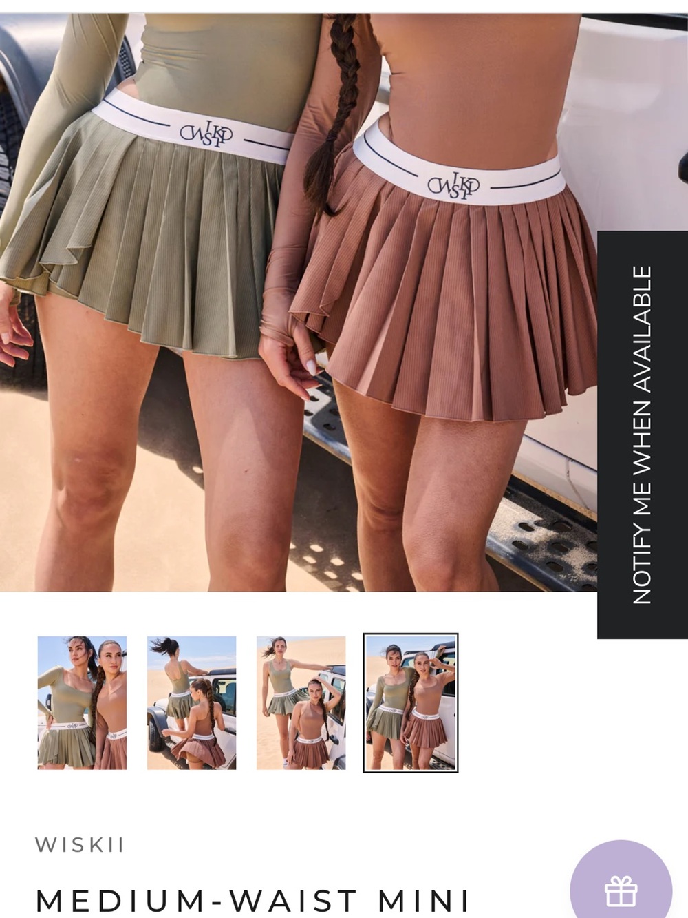 Set Wiskii Branded Pleated Mini Skirt and bodysuit- Olive Green
